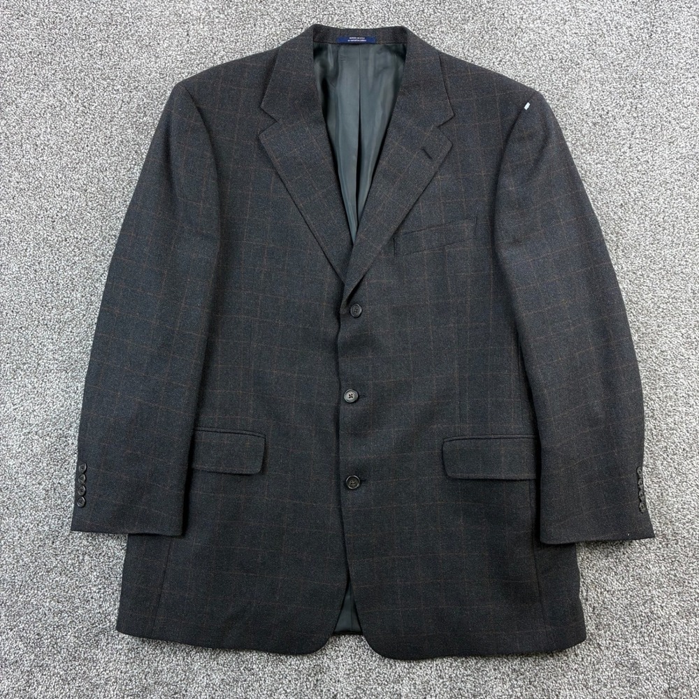 Ted Baker‎ London Sport Coat Blazer Mens 44R Gray Plaid Wool Blend Made in USA